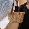 Women's Woven Rattan Shoulder Bags Beach Bag Boho Weaving Armpit Bags Large Clutch Bag