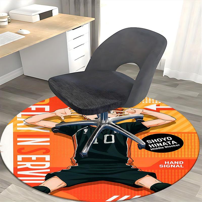 1 шт. Круглый ковер Haikyuu Шоё Хината 10, Коврик под офисное кресло, Нескользящий ковер для декора дома, Сезонный подарок, Подходит для офиса, гостиной