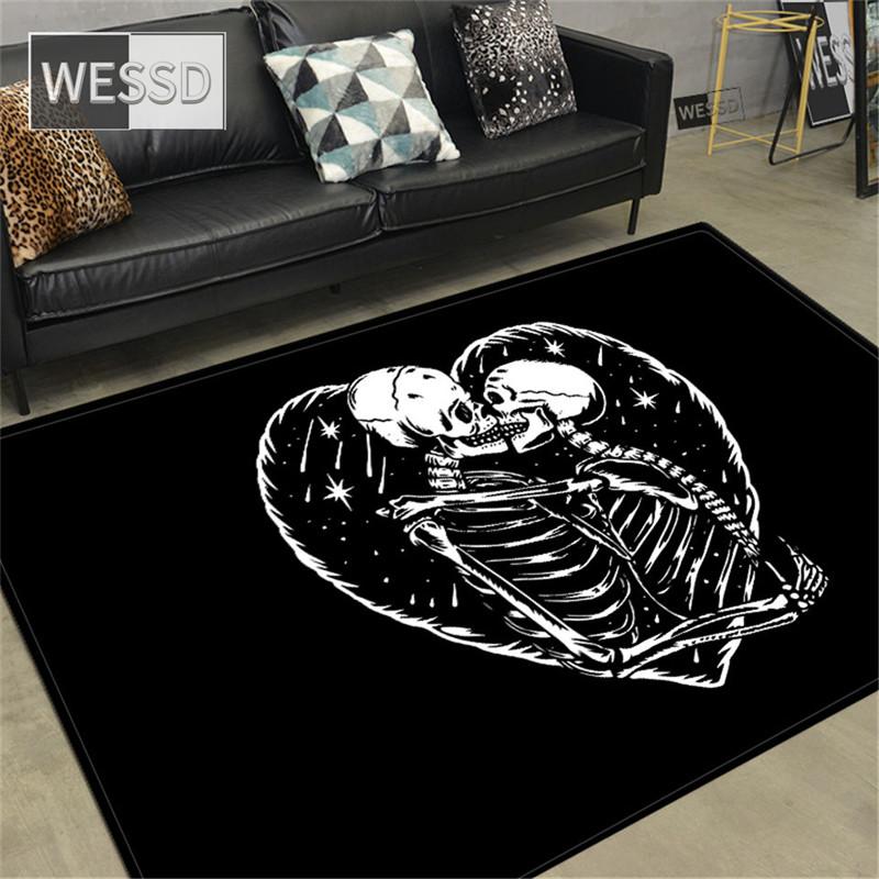 Ковер с черепом и ужасом в готическом стиле, ковер со скелетом, декор на Хэллоуин, напольный коврик для комнаты подростка, противоскользящий прикроватный коврик для спальни, коврик для двери