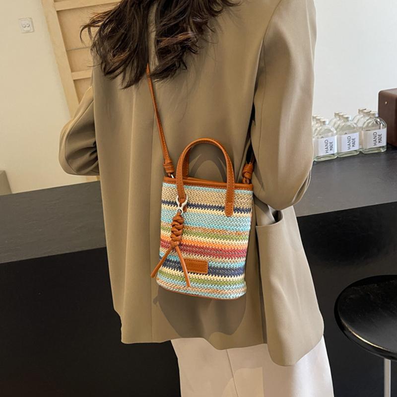 Мини полосатые соломенные сумки кроссбоди для женщин модные летние сумки через плечо сумки и кошельки плетеные пляжные сумки KTY