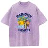 PARADISE BEACH Printed T-shirt Crew Neck Pullover Top Oversize Street Casual Style To Do Old Couple Short Sleeves