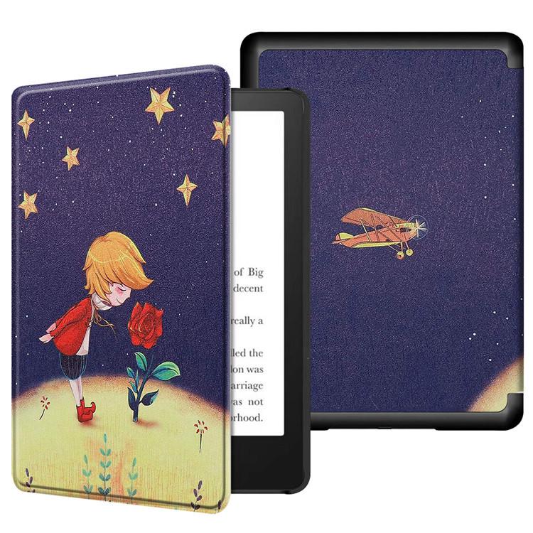 Художественный кожаный чехол с цветочным принтом для Kindle Paperwhite 10-го поколения - Youth Edition с функцией автосна/пробуждения