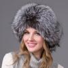 2023 100% Real Fox Fur Hats Women's Russian Ushanka Aviator Trapper Snow Skiing Hat Caps Earflap Winter Raccoon Fur Bomber Hat
