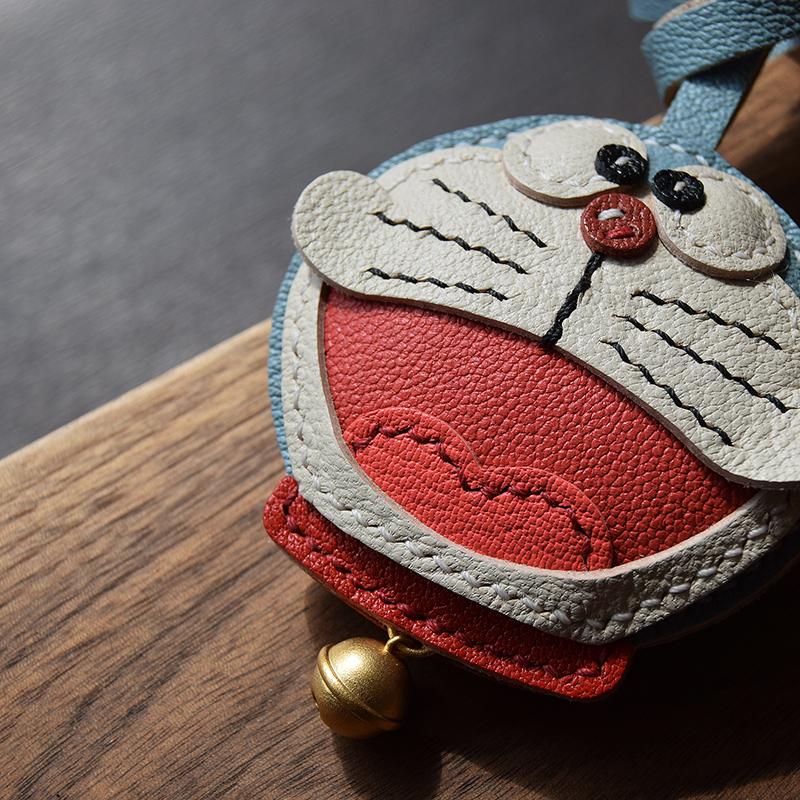Робот-кот ручной работы кожаная сумка для ключей от машины подвеска милый высококачественный женский подарок простой дизайн брелок