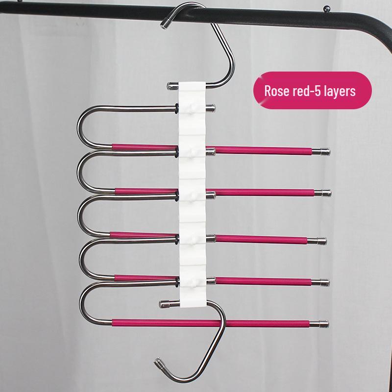Stainless Steel Multi-Layer Folding Pants Hanger with Clips - Magic Storage Rack for Wardrobe