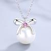 S925 Sterling Silver Bow with Beads Necklace Personality All-Matching Fresh Clavicle Chain
