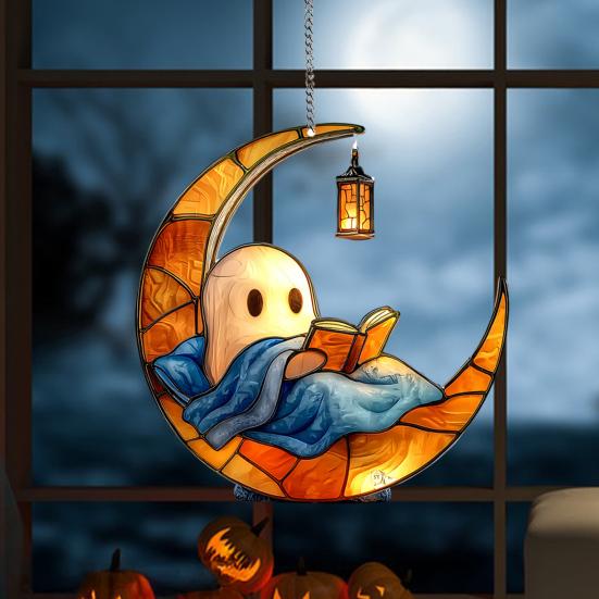 Ghost Hanging Decoration Acrylic Ghost Series Sun Catcher Cartoon Ghost Halloween Decoration for Windows Porch Walls