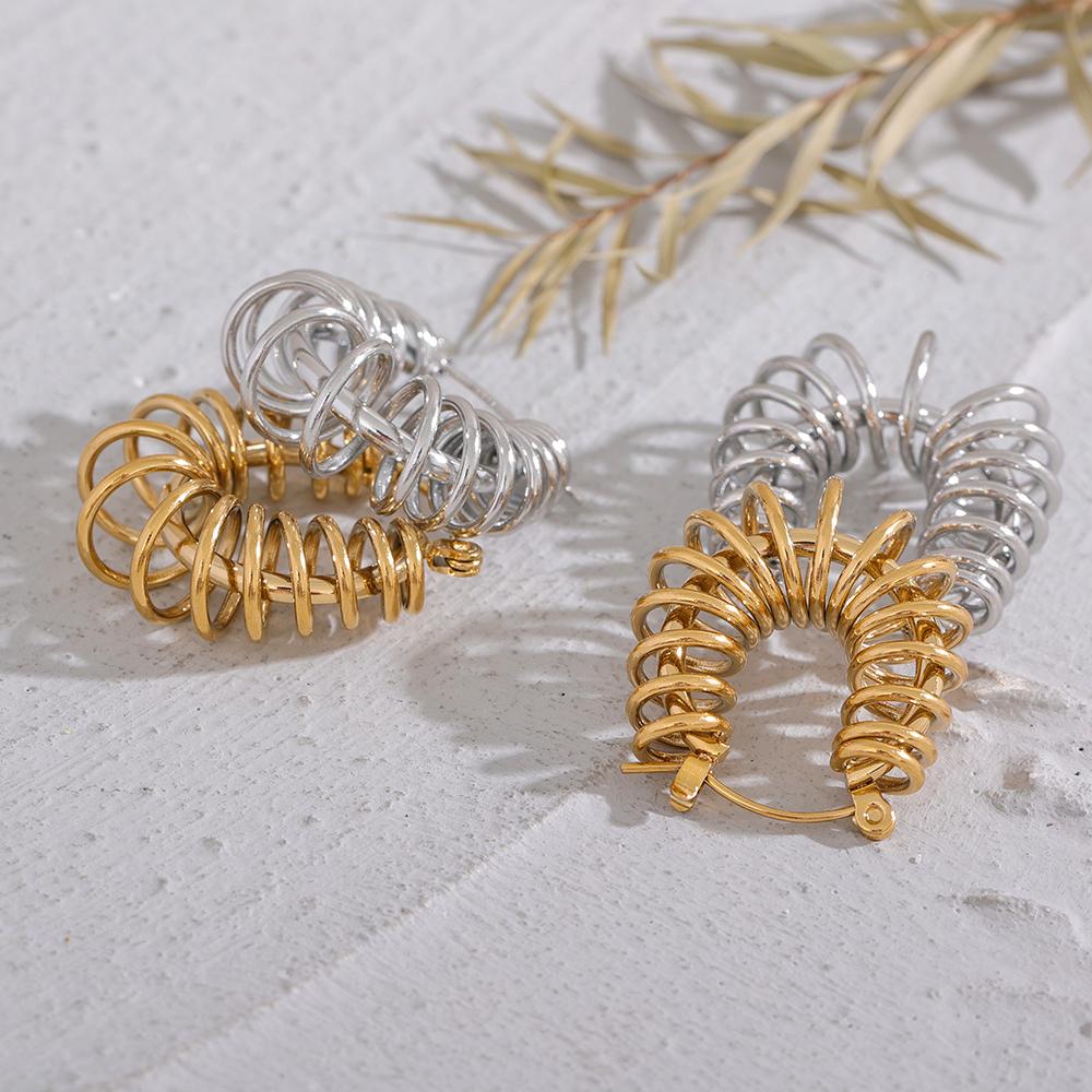 Eetit 2023 водонепроницаемые круглые полые геометрические серьги-кольца из нержавеющей стали, необычные серьги-кольца с металлической обмоткой, массивные новые ювелирные изделия для женщин