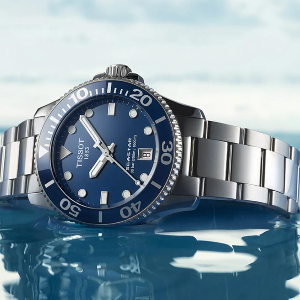 Tissot Коллекция Starfish Кварцевый механизм Водонепроницаемость 300 метров Мужские часы Часы Синий циферблат T120.410.11.041.00