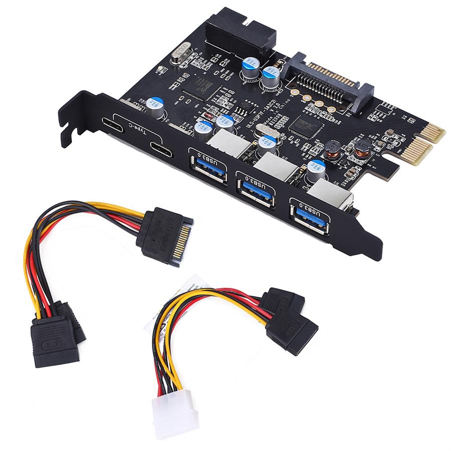 Карта PCI Express на 3 порта USB 3.0 2 порта USB3.1 Type C Внутренний USB 3.0 20PIN 7 портов USB-хаб pcie - карта расширения Tyoe-c