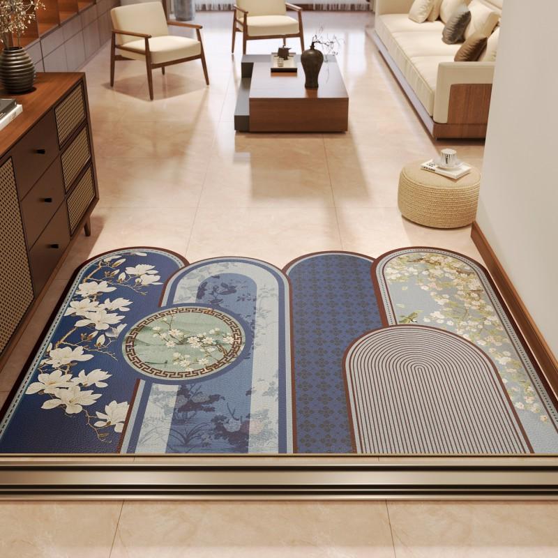 New Chinese Style PVC Leather Doormat Waterproof Stain Resistant Non Slip Entrance Floor Mat Customizable