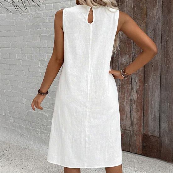 Женское летнее платье, повседневное, без рукавов, с круглым вырезом, миди, платье-халат для отдыха на пляже