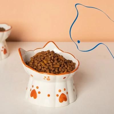 Керамическая миска для еды для кошек, приподнятые кормушки для питья и еды для домашних животных, миски для закусок для собак, набор аксессуаров для кормления кошек