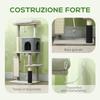 132cm High Multi-Level Cat Tree with House, Bed, Scratching Posts, Brush and Ball, Grey
