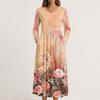 Dress For Women Long Boho Beach Dress Elegant Maxi Dress V-Neck Long Sleeve Dress With Pockets