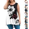 Women's Fashion Large Size Round Neck Sleeveless Casual Print Loose Pullover Top