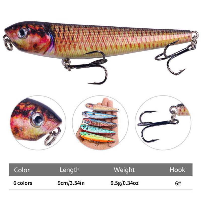3DPrinted Lure Bait Set - Floating and Sinking Pencil Lures9cm9.6gHard bait for long-distance casting, mimics bass, catches fish