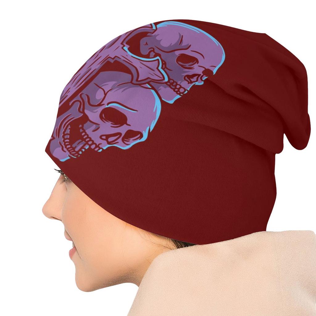 Хип-хоп Черепа Крест Железный Тату Стиль Skullies Шапочки Женские Унисекс Зимняя Теплая Шапка-бини с напуском Вязаный Капот Кепка для Лыжи