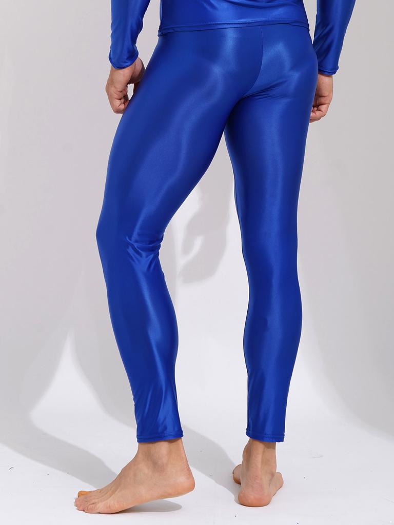 Мужские глянцевые длинные тонкие леггинсы Колготки для спортзала Йога Спортивная одежда Узкие брюки Нижнее белье Низ