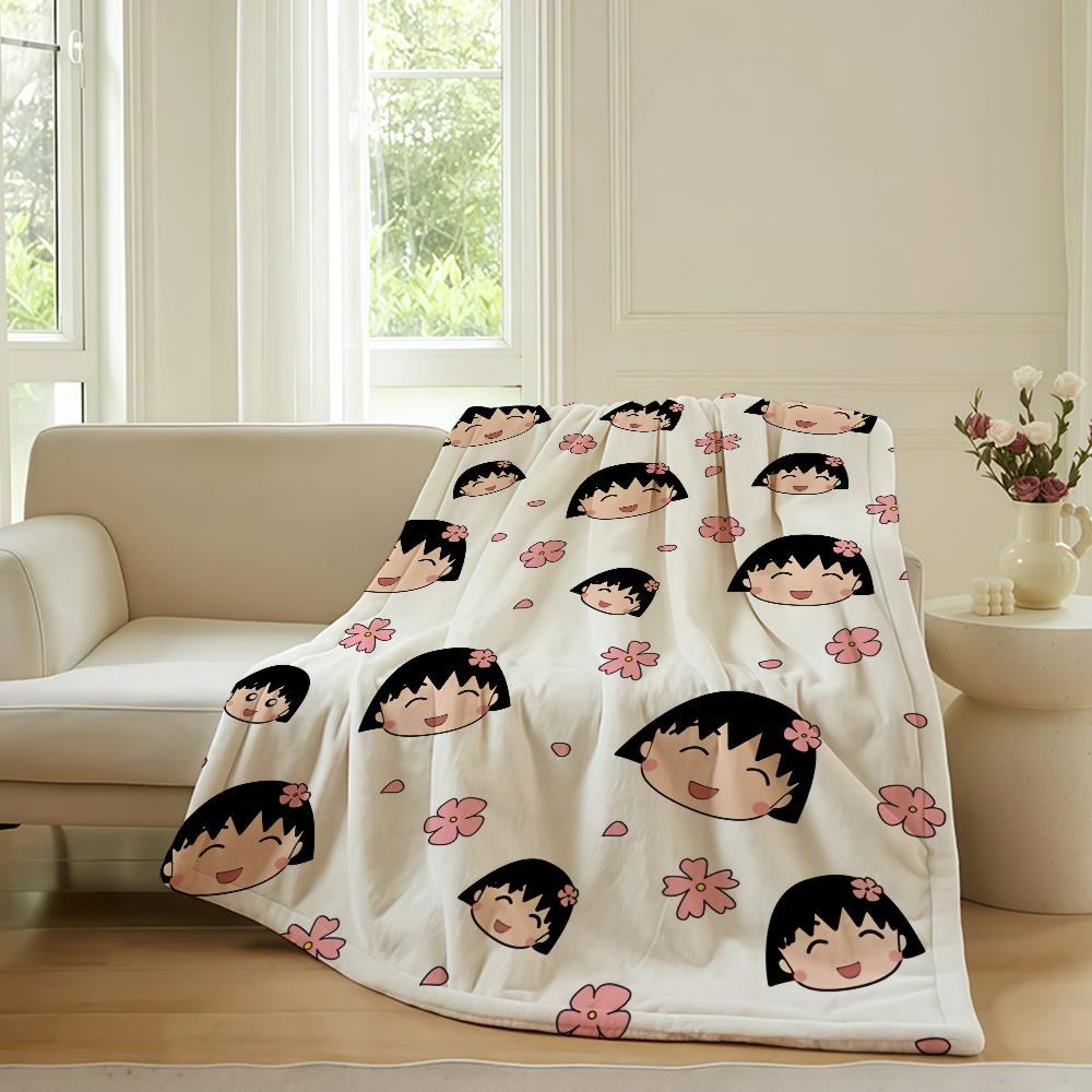 Cartoon C-Chibi Maruko-chan Blanket Warm Soft Suitable For Bedroom Sofa Bed Living Room Office Travel Camping Gifts