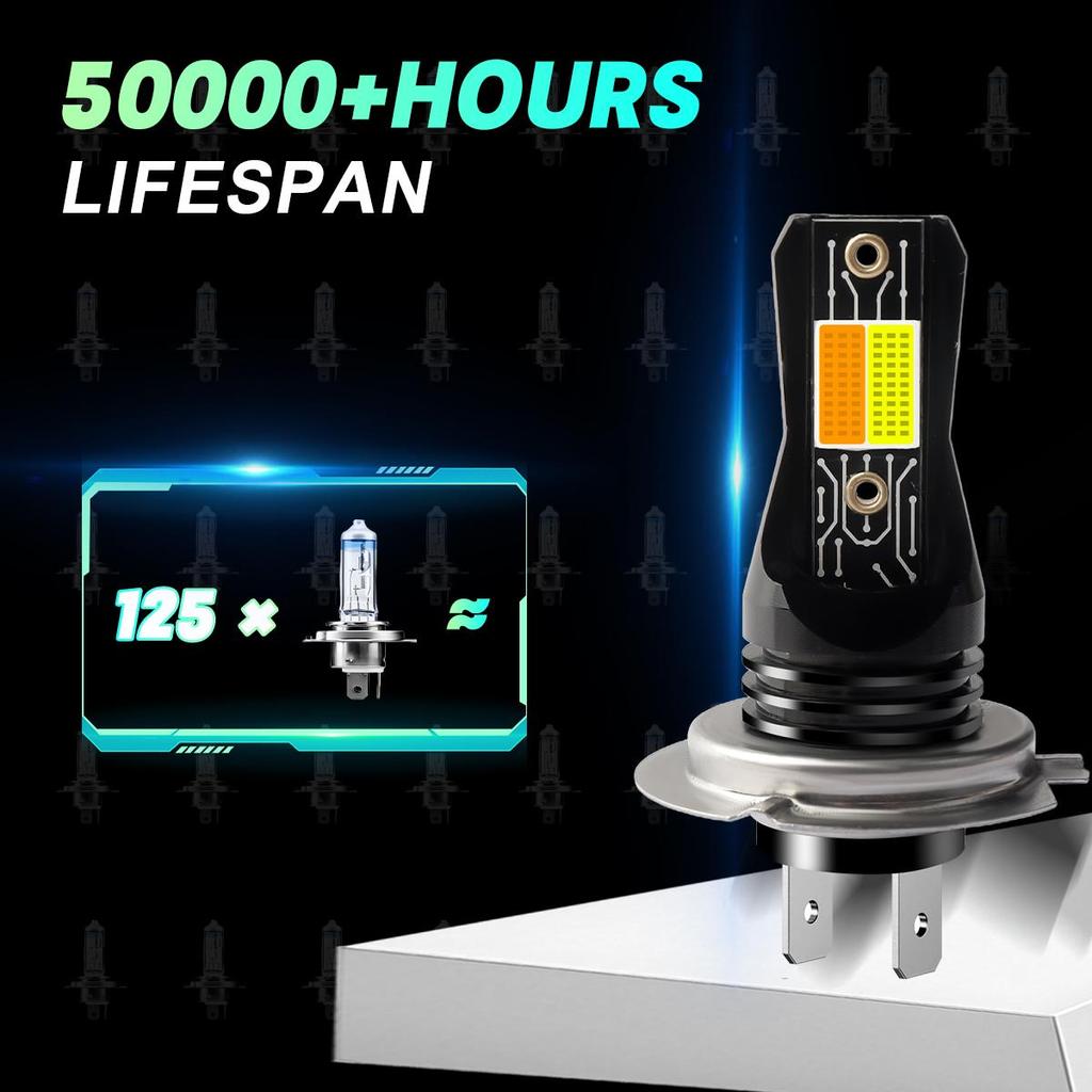 Car LED Headlights Direct Plug-In Integrated H7 White Yellow Strobe Fog Lights Motorcycle Equipment Accessories