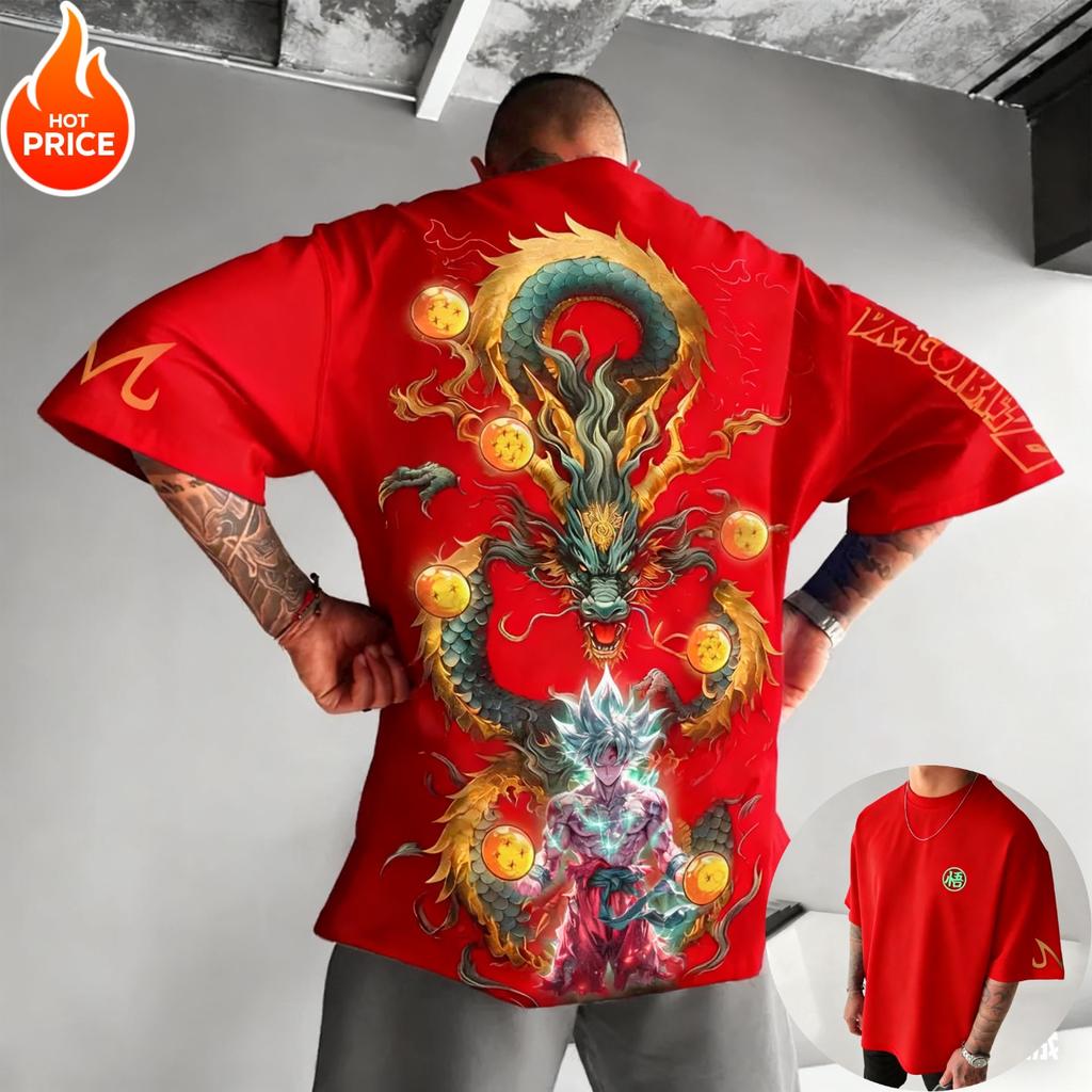 Dragon Ball Принт с Гоку из Аниме для Мужчин Как Супер Сайян В Стиле Харадзюку Ретро Летний Свободный Для