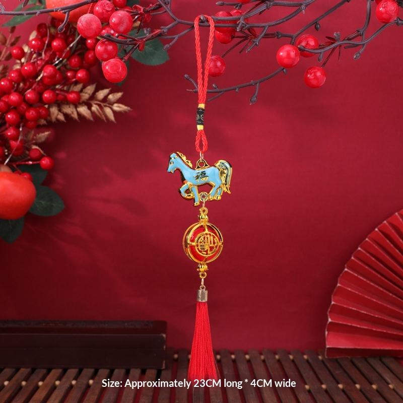 Festive Zodiac 2026 Year Of The Horse Lantern Pendant Chinese New Year Red Gold Lucky Decoration Car Pendant Accessories Gifts