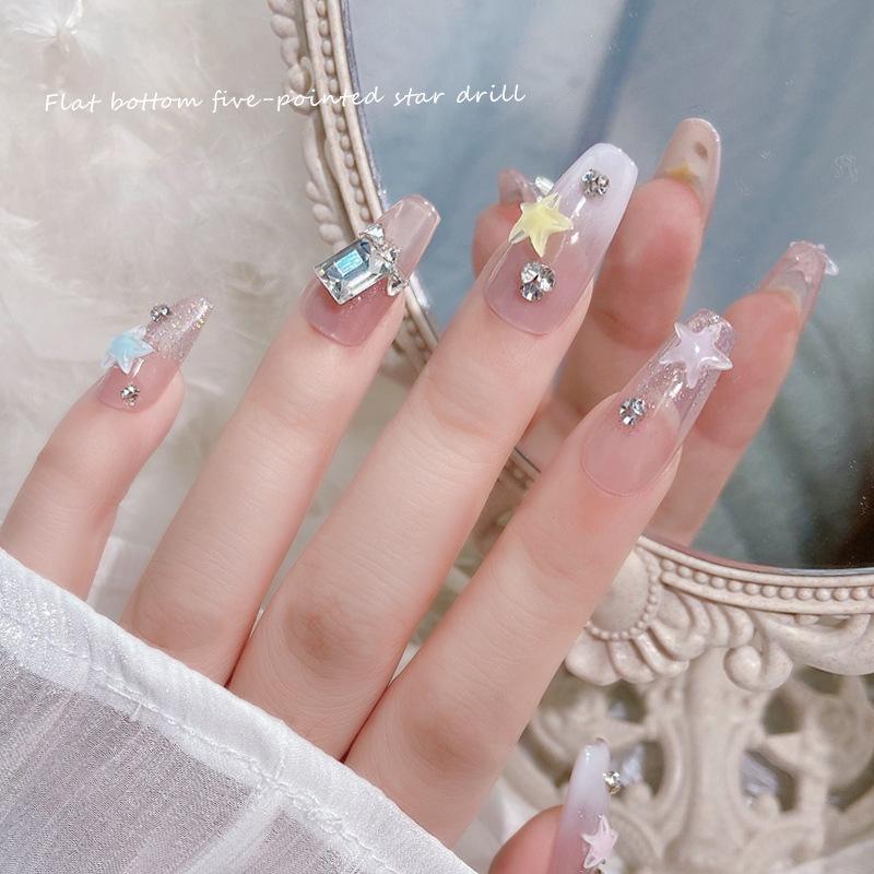 50Pcs Ice Transparent Moon Star 3D Nail Jewelry Resin Nail Ornament Nail Art Decoration