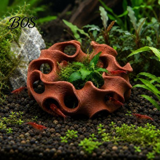 Freshwater Aquarium Decor 3D Printed Hideout Cave, Wavy Hollow Ring Fish Shrimp Shelter, Habitat for Snails Breeding Hiding Hole Decor, Tank Ornament