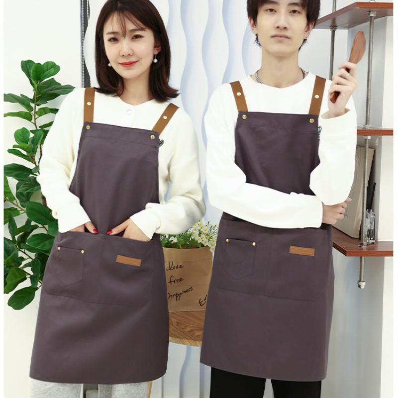 Waterproof and Oil Resistant Solid Color Kitchen Apron Durable with Pockets Suitable for Men and Women Adjustable Work Apron
