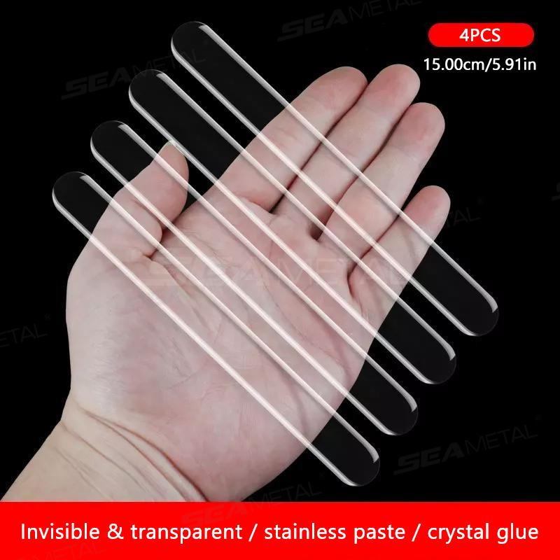 BLALION 4PCS Extended Car Door Bumper Strip Transparent Body Rearview Mirror Protector Anti-scratch Anti-scuff Decoration Strip