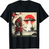 Самурай Бигфут Японский НЛО Винтажная Графика Искусство Укиё-э Футболка(2)