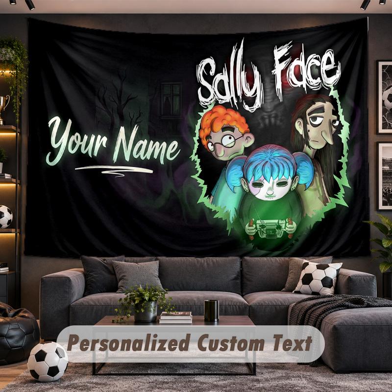Sally Face Personalized Tapestry Support Custom Name, Wall Art Home Decoration