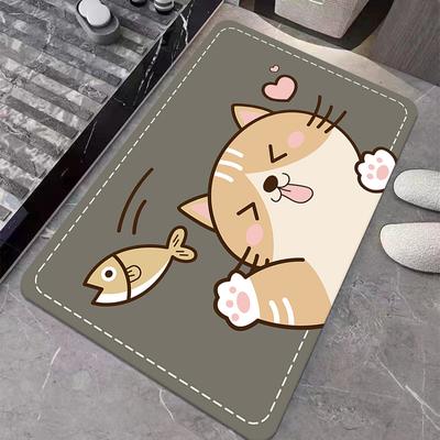 Новый коврик из диатомовой грязи, домашний коврик из мультфильма, впитывающий коврик для ног, легко чистящийся коврик для ванной комнаты