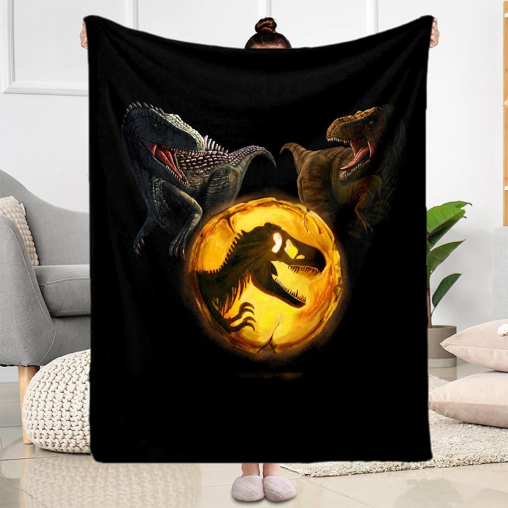 1pc Dinosaur Moonlit Night blanket Soft and Warm for Sofa Office Camping Travel Livingroom Great Gift for Friends and Family Comfortable