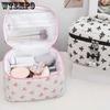 Elegant Bow Printed Makeup Bags Large Capacity High-end Women's Nail Care Handbags Travel Cosmetics Storage Bags Double Head Zipper Purses