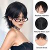 Короткий парик 12 дюймов с лососевой макушкой и челкой, женский короткий прямой черный синтетический парик, парик короткий эльфийский крой для вечеринок и повседневной носки