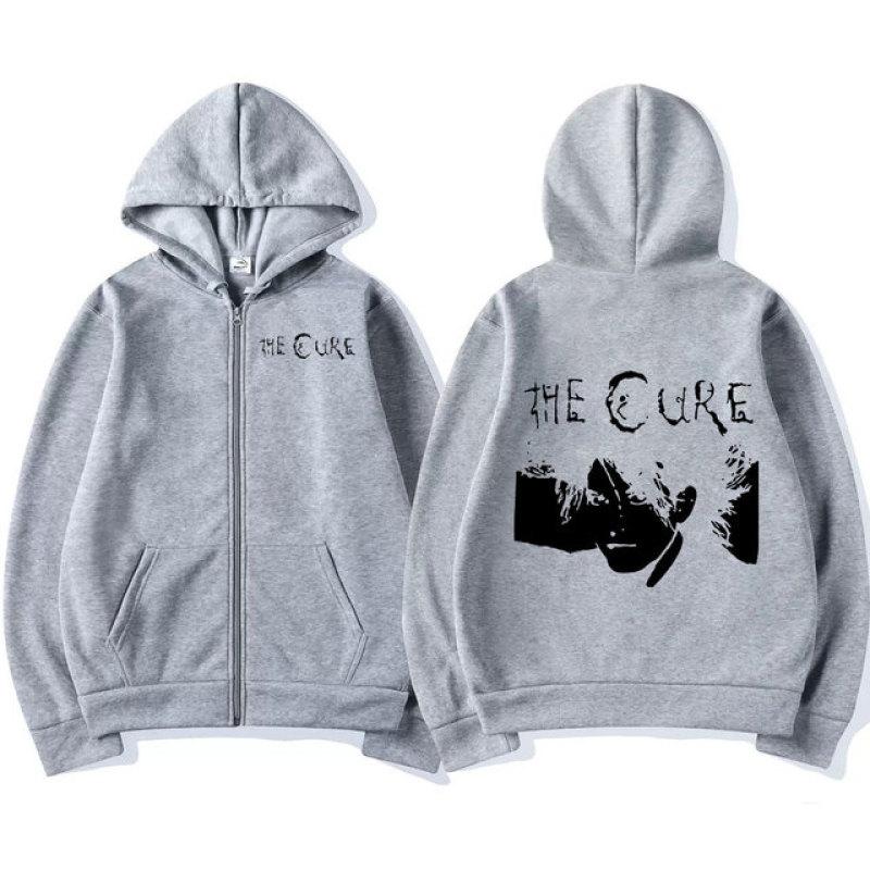 1986 The Cure Robert Smith Zipper Hoodies Gothic Graphic Print Hoodie Sweatshirt Oversized Rock Band Hip Hop Men's Zip Up Jacket