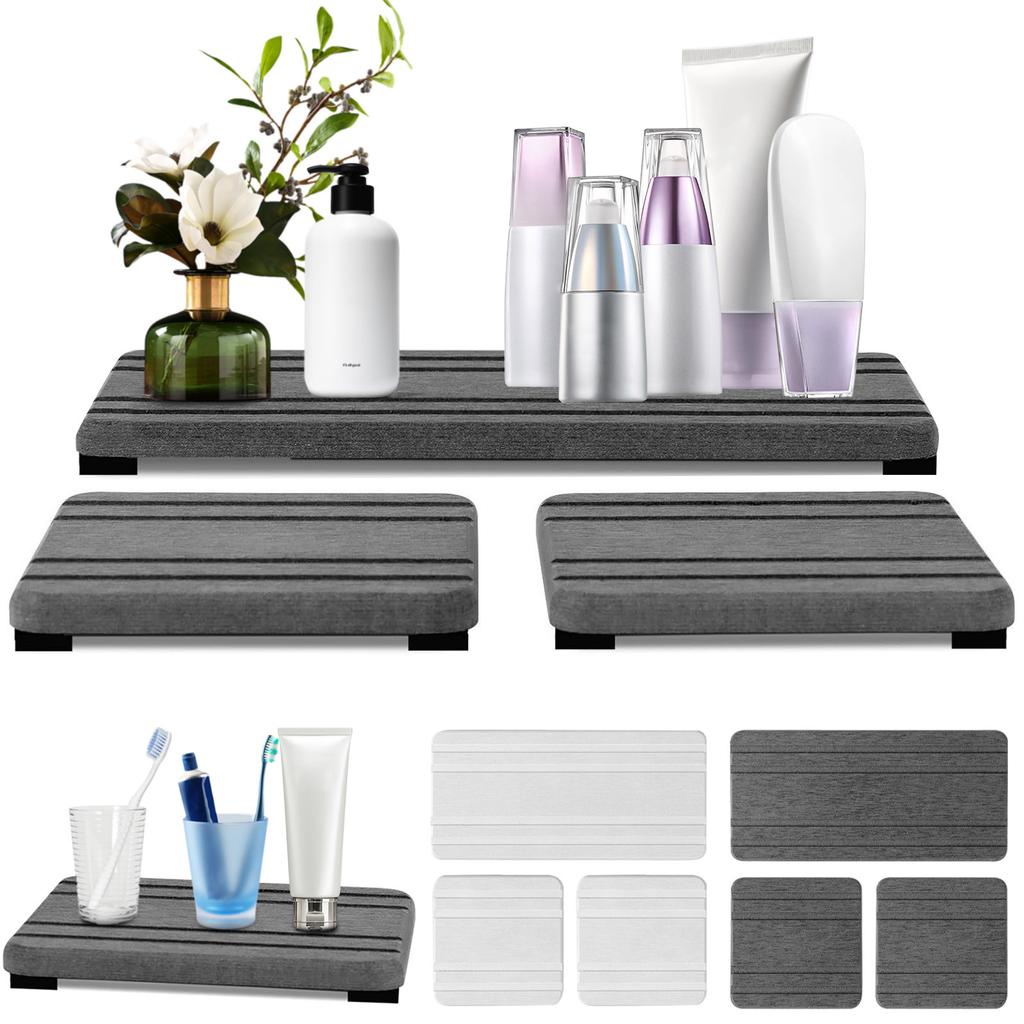 Большой поддон для впитывающих камней, 3 упаковки сухого и аккуратного поддона для раковины из диатомитового камня, мгновенная сухая раковина, держатель для мыла для рук с губкой