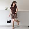 Girls' Korean Edition Set 2026 New Mid to Large Girls' Summer Short-sleeved T-shirt Leopard Print Half Skirt Two-Piece Set