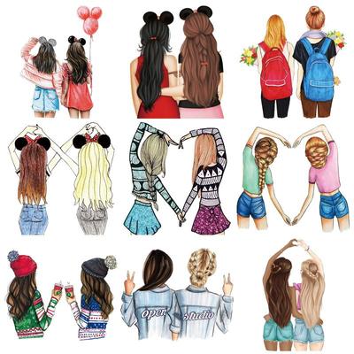 Нашивки для одежды для девочек, футболка «Good Friends Diy Parches Ropa», толстовки с капюшоном, термопресс, аппликация, наклейки на одежду, термонакладки