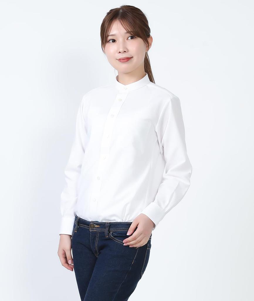 Seven Uniform GH7021-0 White Large Long Sleeve Stand Collar Shirt with Oxford Closure, Restaurant Uniform