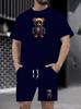 Men's Summer Casual Round Neck Mesh T-shirt & Shorts Set