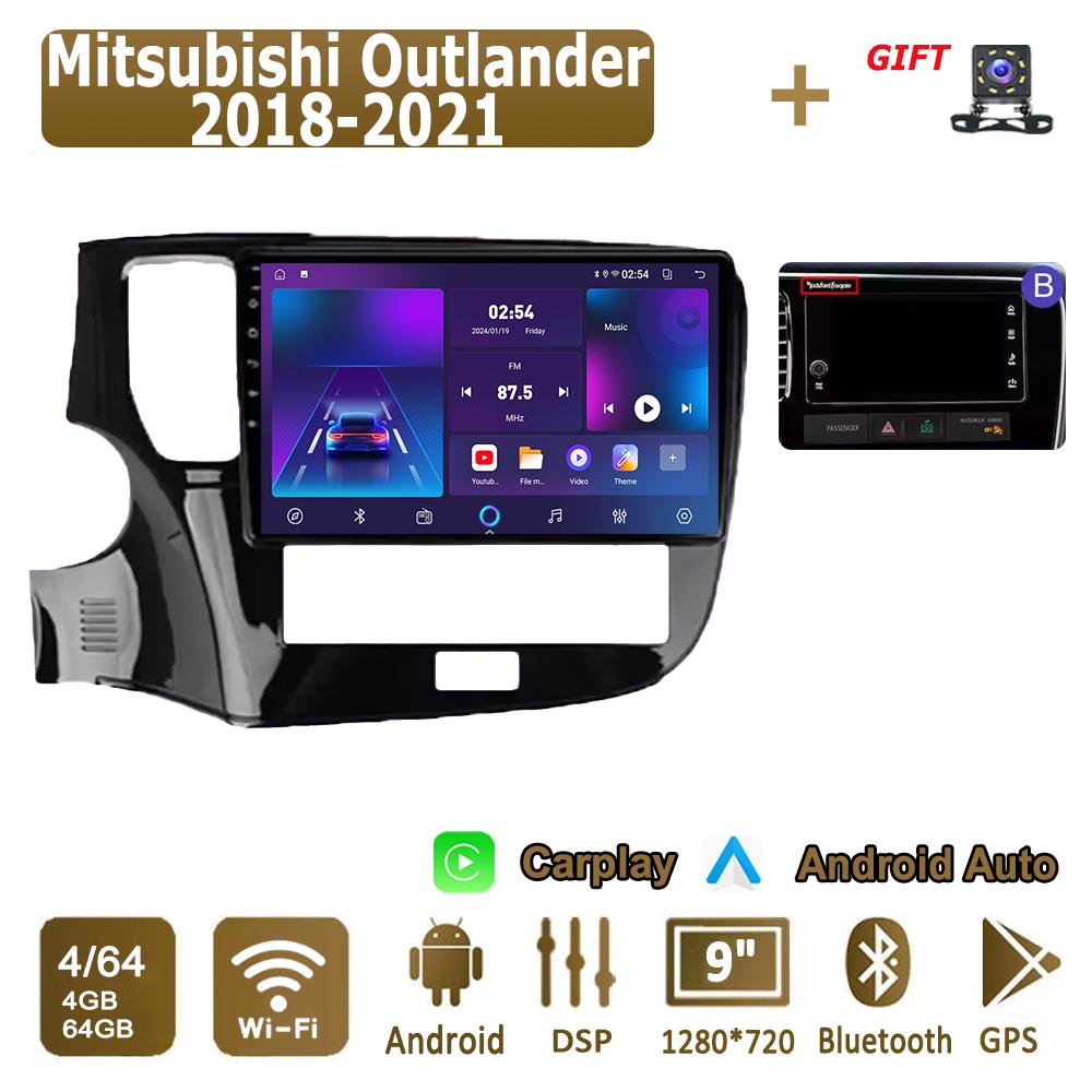 Android Carplay автомобильное радио для Mitsubishi Outlander 2018-2021 мультимедийный проигрыватель головное устройство стерео GPS навигация BT WIFI 4+64 ГБ