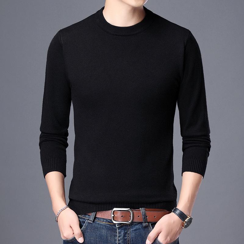 Winter Men's Wool Sweater, Middle-aged Men's Business Versatile Classic Pullover Round Neck Bottoming Shirt