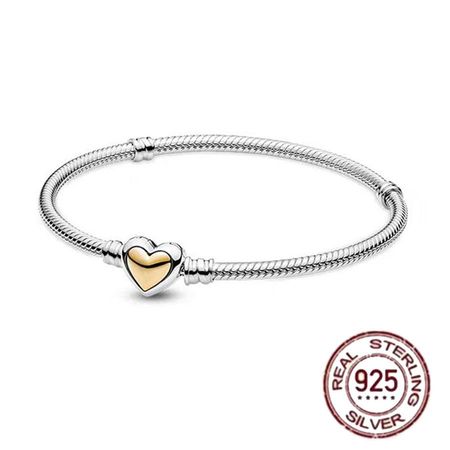 1/100 S925 silver heart crown snake bone bracelet women fashion jewelry DIY bracelet gift for her