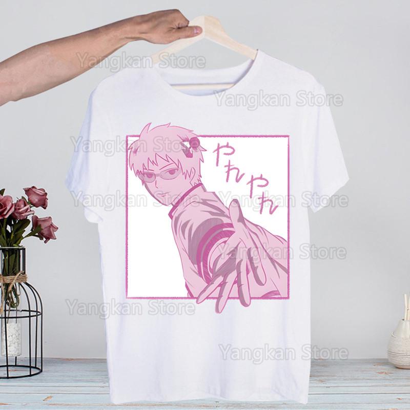 Аниме Saiki Kusuo No Sai-nan Saiki Новинка Забавная Винтажная Футболка с Круглым Вырезом для Мужчин Юмор Топ Футболка Юмор Уличная Одежда