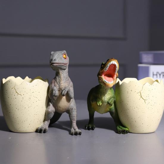 Dinosaur Pen Holder Resin Desk Ornament Cute Dino Toothbrush And Toothpaste Holder Makeup Brushes Organizer Fun Dinosaur Decoration