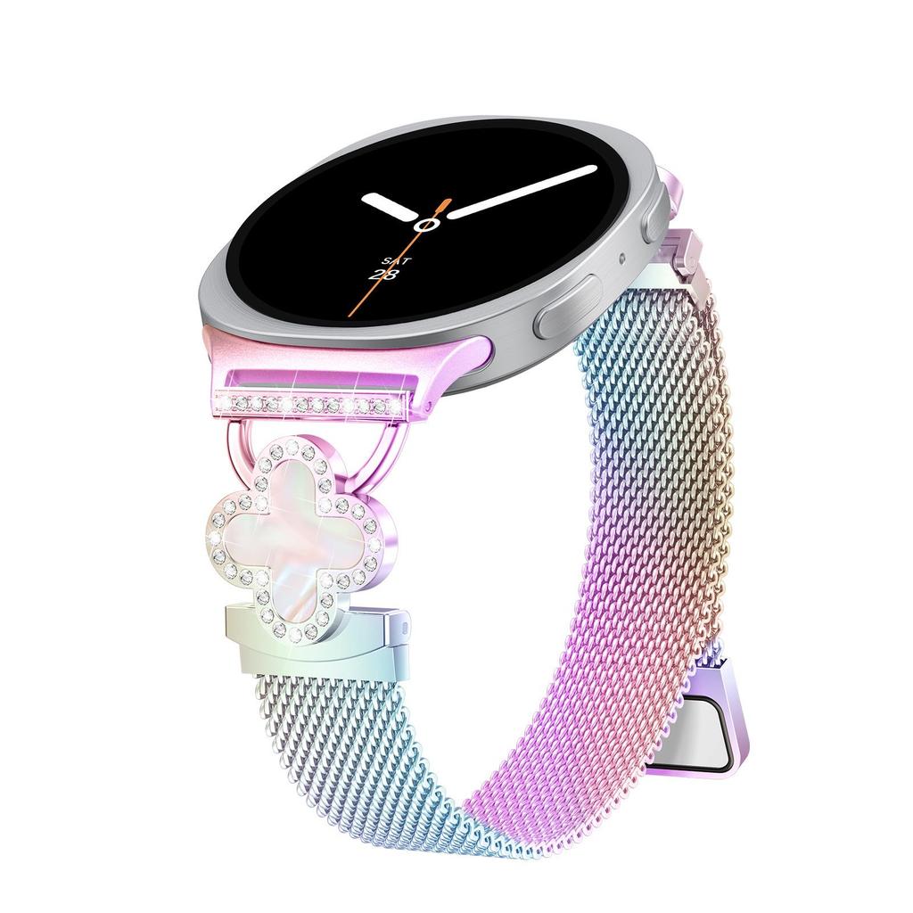 Универсальный ремешок для Samsung Watch 8 с четырехлистником, миланская петля, магнитная застежка