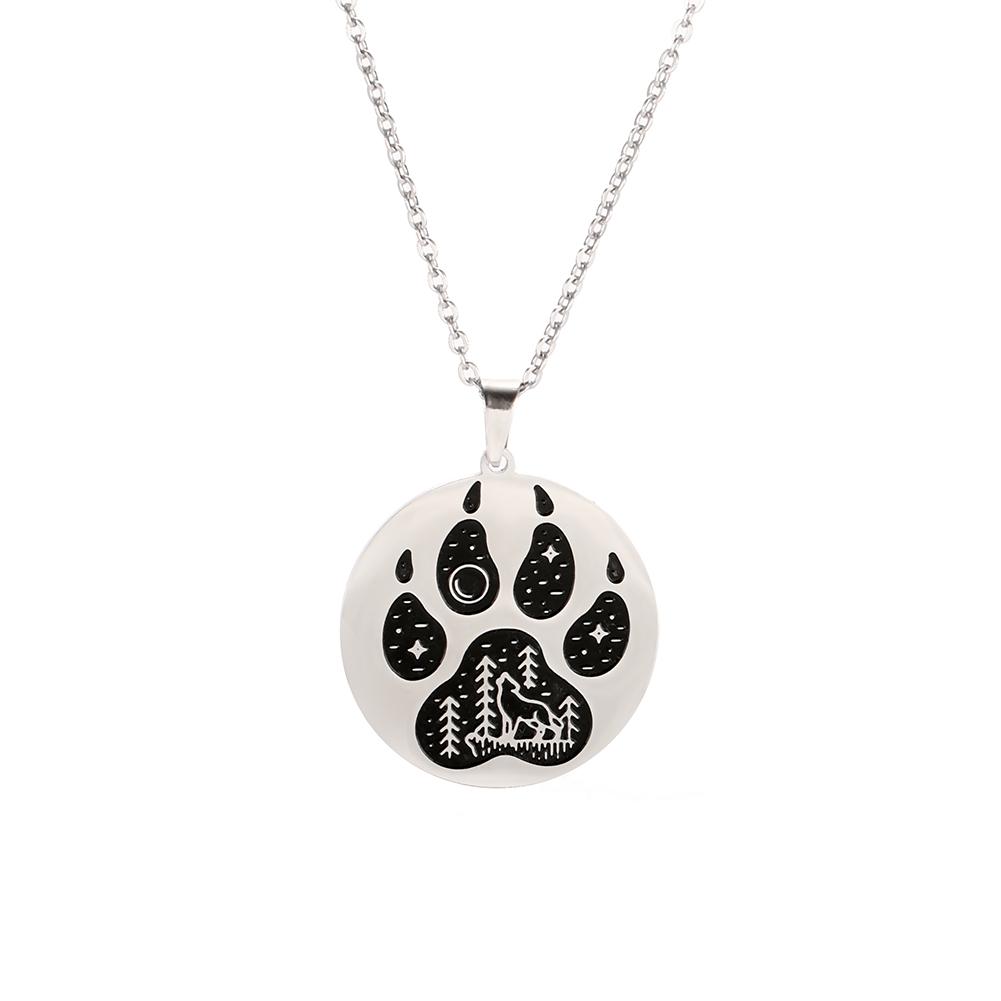 COOLTIME Animal Dog Wolf Cat Claw Paw Pendant Necklace for Women Men Stainless Steel Choker Necklaces Couple Jewelry Birthday